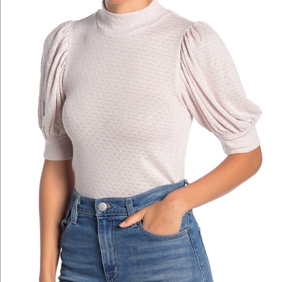 Free People Good Luck Top Puff Sleeves Pink Nectar - Picture 4 of 10
